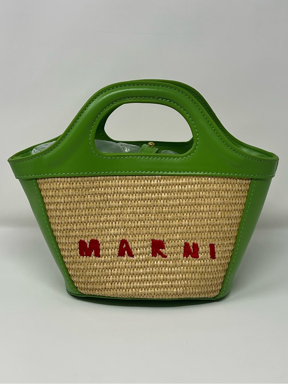 Marni Tropicalia Micro Raffia Leather Top Handle Bag Green - Picture 1 of 11